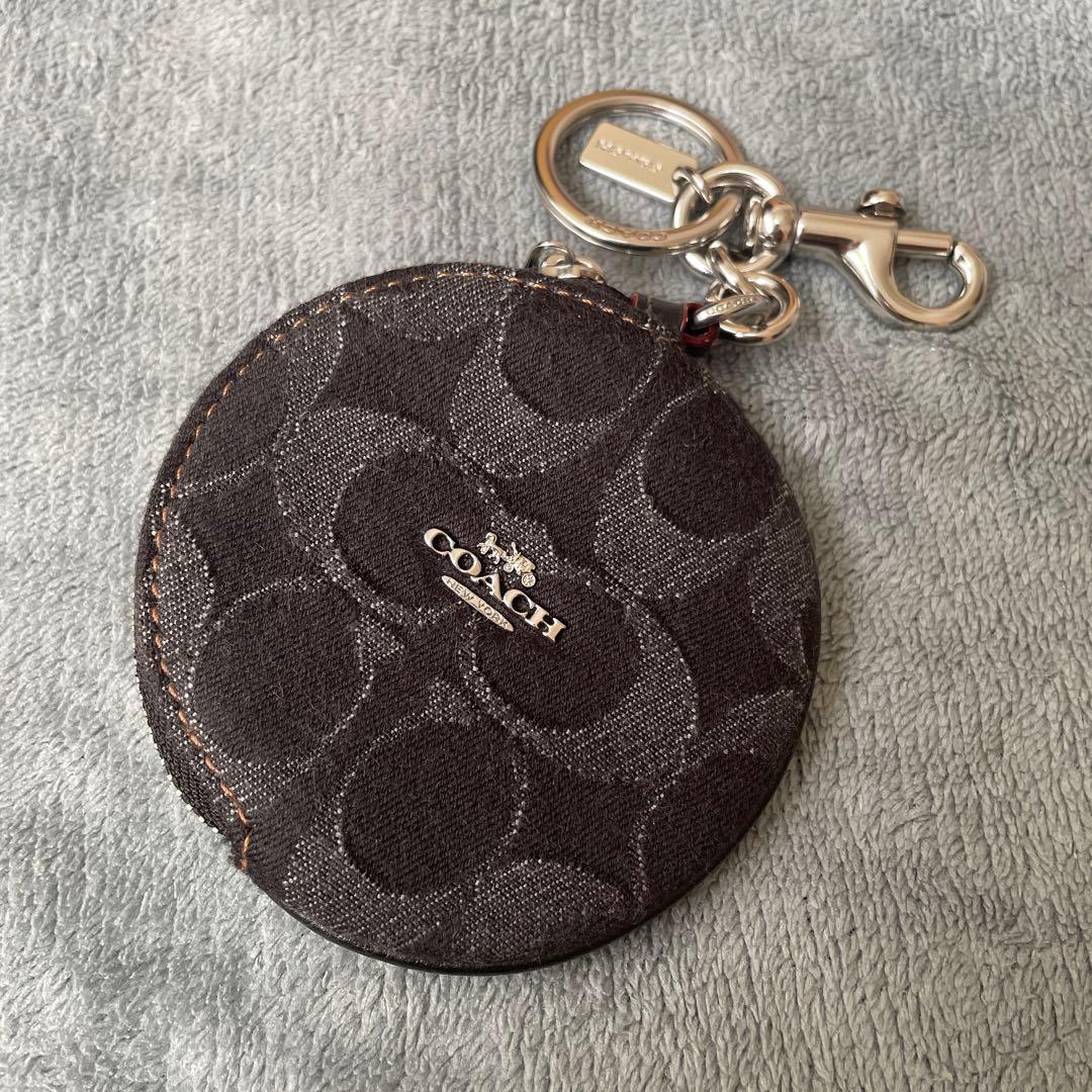 美品✨ コーチ COACH ケース 小銭入れ シグネチャー デニム 丸型
