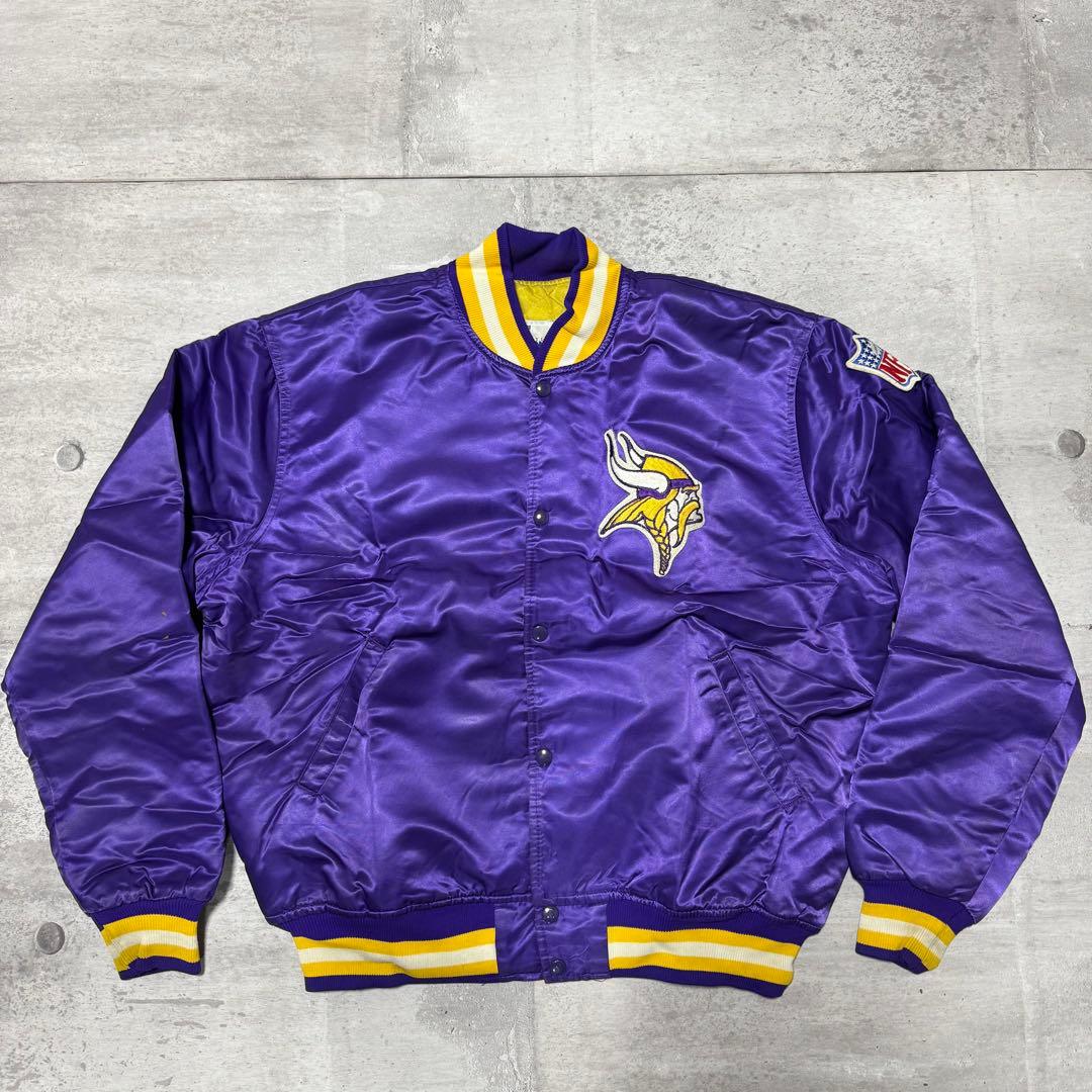 90s USA製 STARTER ナイロンスタジャン パープル VIKINGS