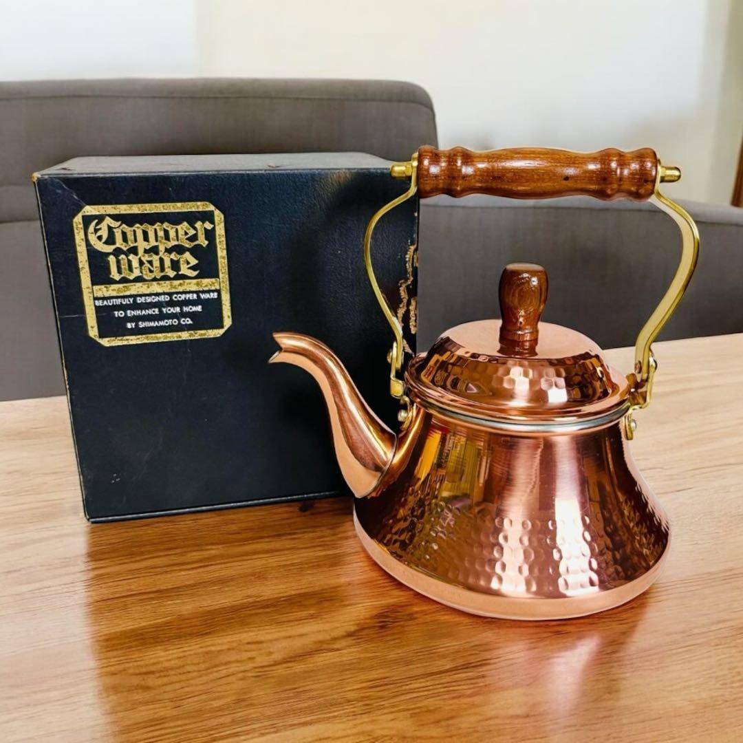 未使用品 島本製作所 鎚目仕上げ 純銅製 ベルケトル 薬缶 レトロ 1.6ℓ