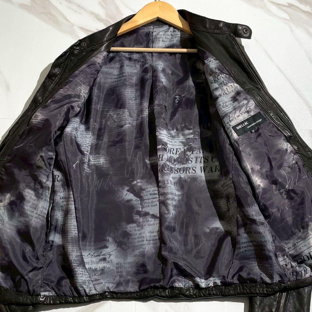 SHELLAC ライダース　メンズ　レザー　シープスキン　黒　メンズ　アウター