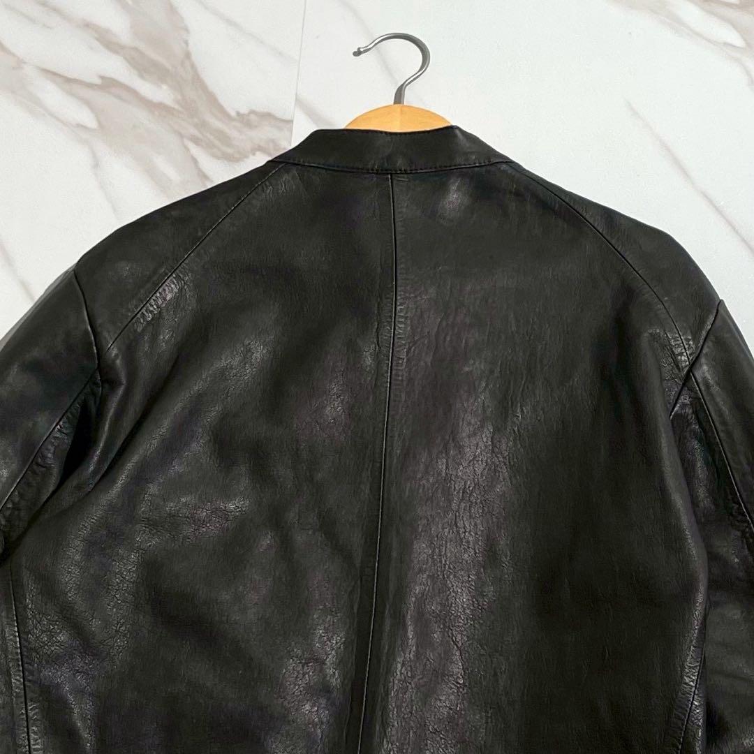 SHELLAC ライダース　メンズ　レザー　シープスキン　黒　メンズ　アウター