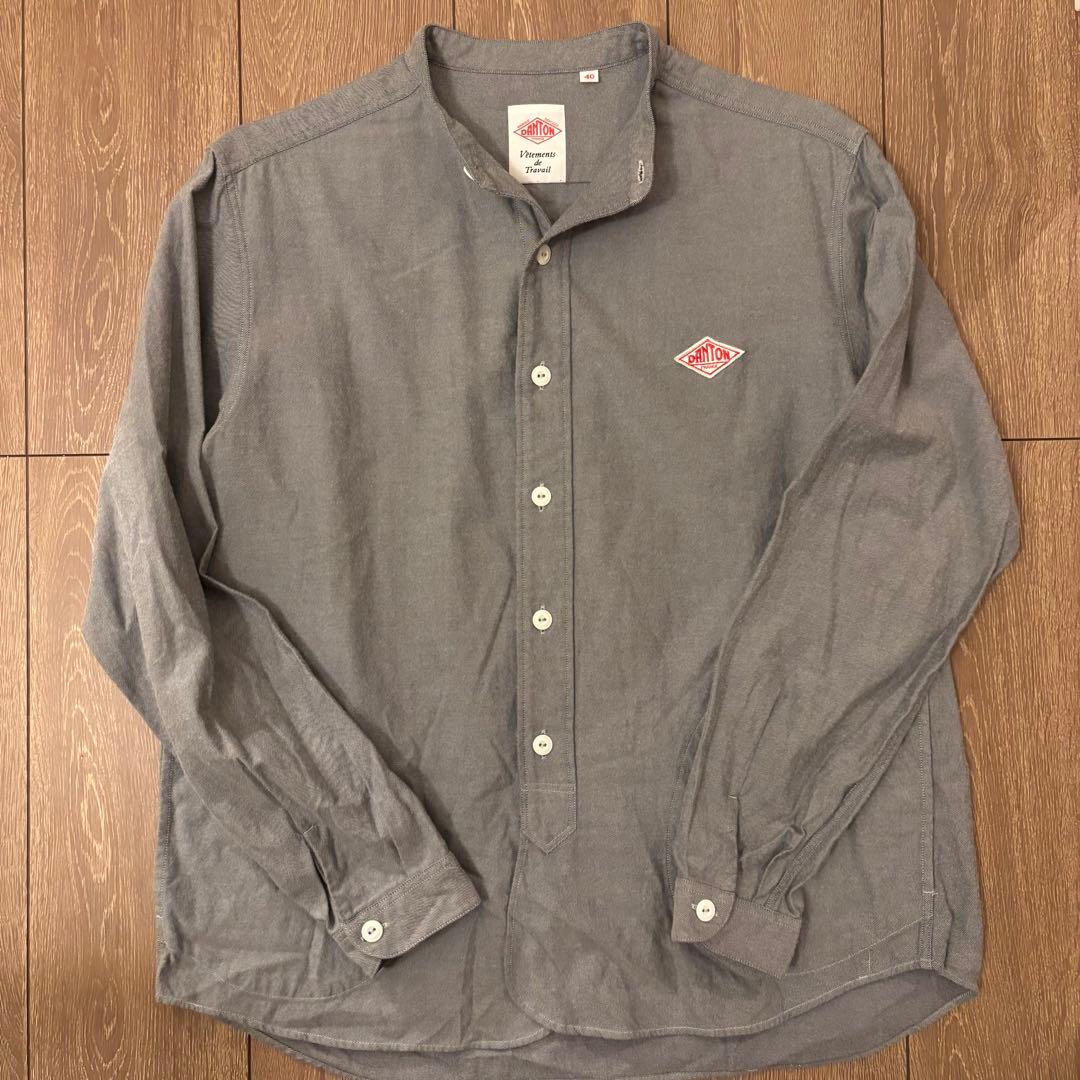 美品　DANTON ダントン　バンドカラーシャツ　長袖シャツ　日本製　定番