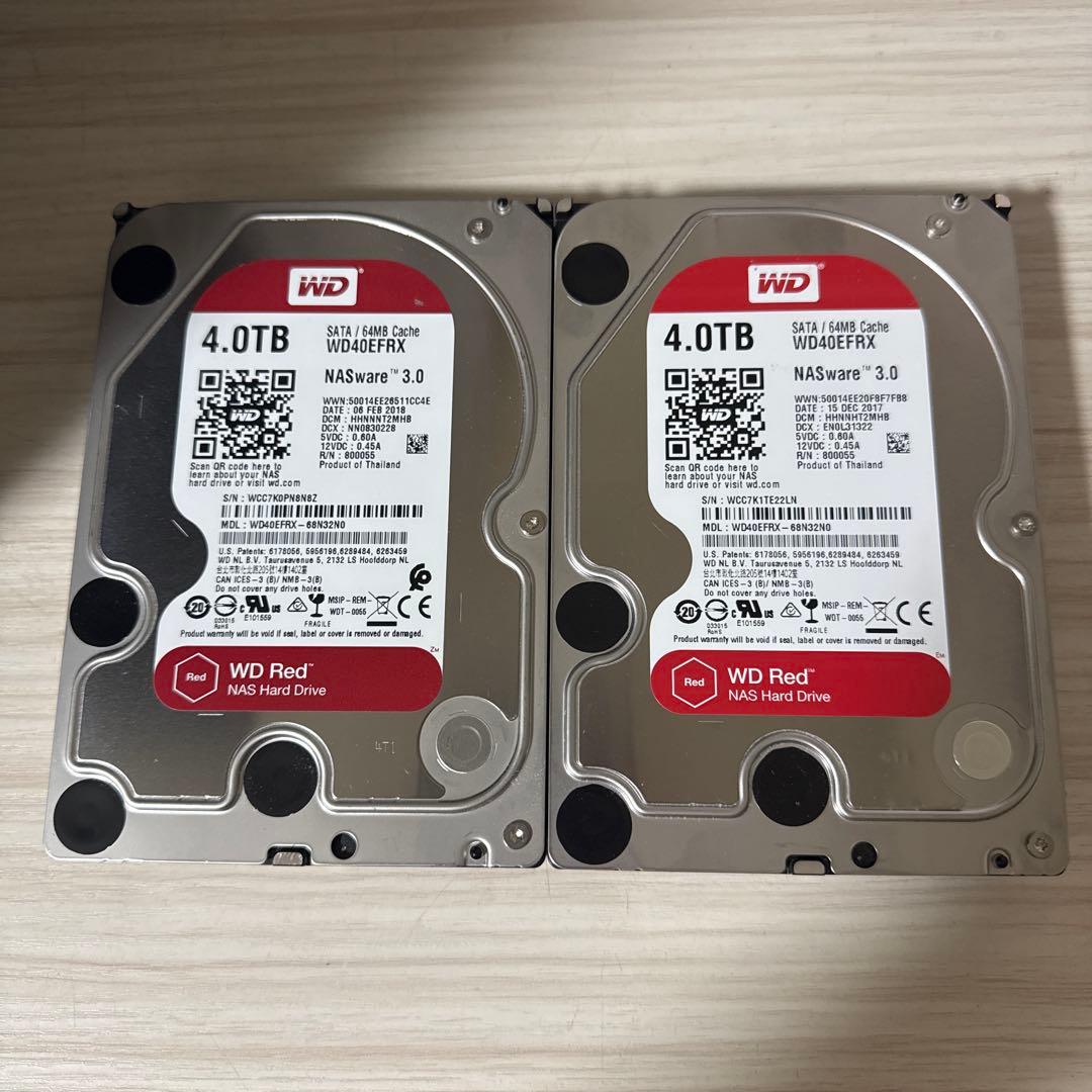 二枚セット　WD Red 4TB HDD WD40EFRX