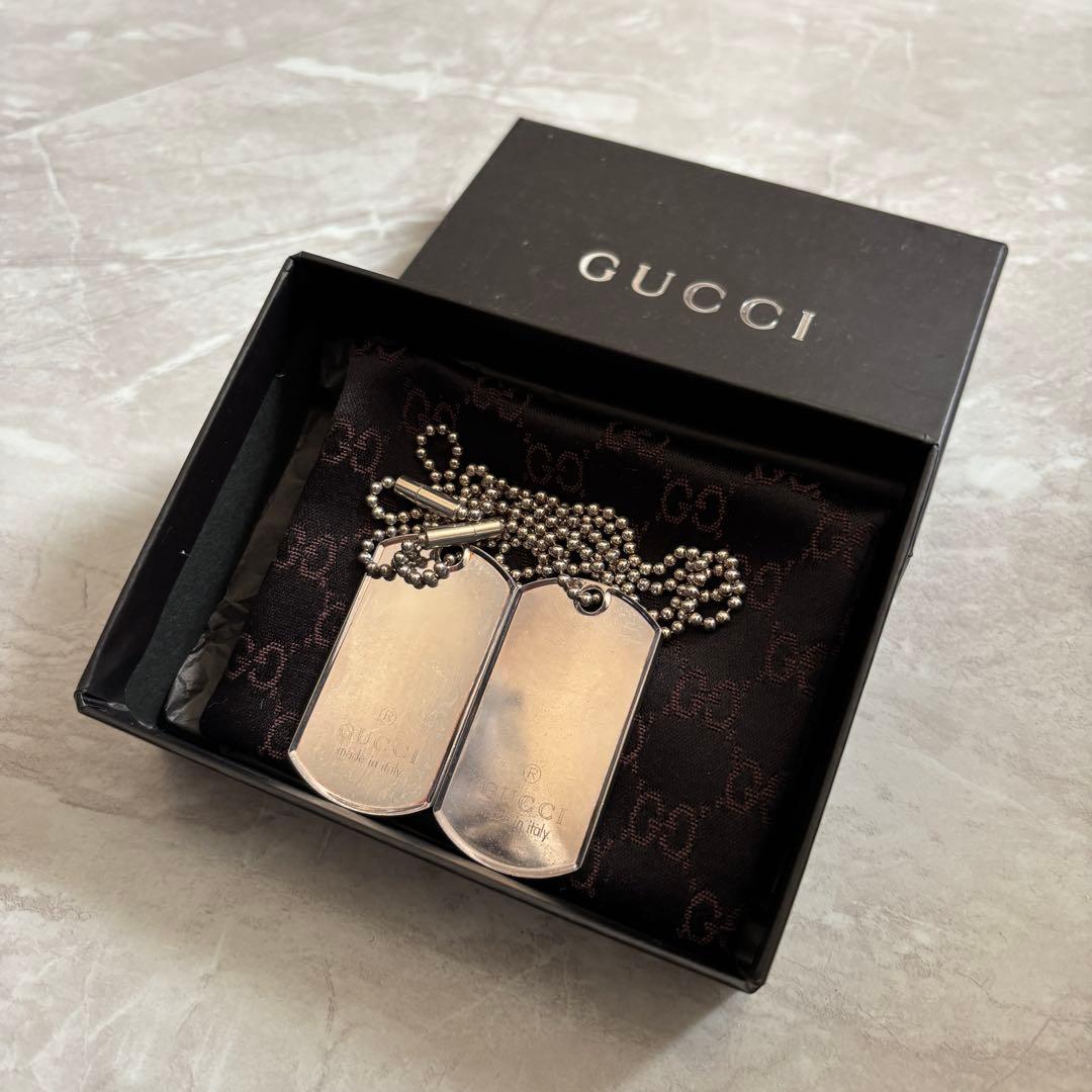 木村拓哉着用 GUCCI ドッグタグ ダブルプレートネックレス シルバー925
