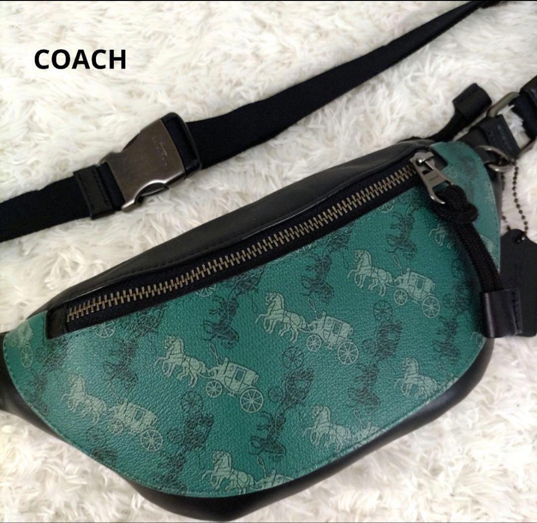 COACH ボディバッグ ホース&キャリッジ PVC グリーン