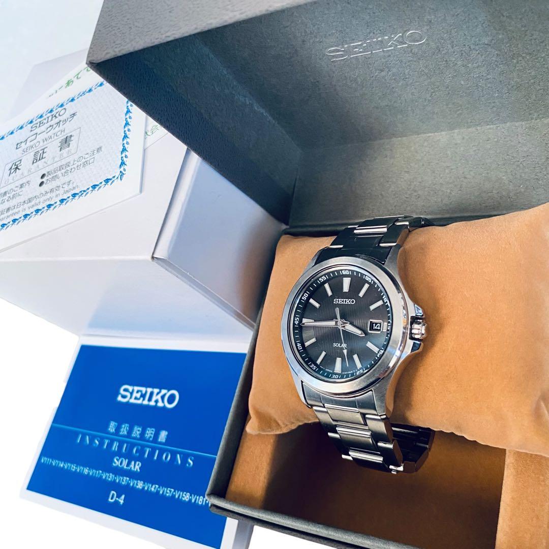 SEIKO セイコー【美品】Ｖ147-0AR0 ソーラー腕時計 17-19cm