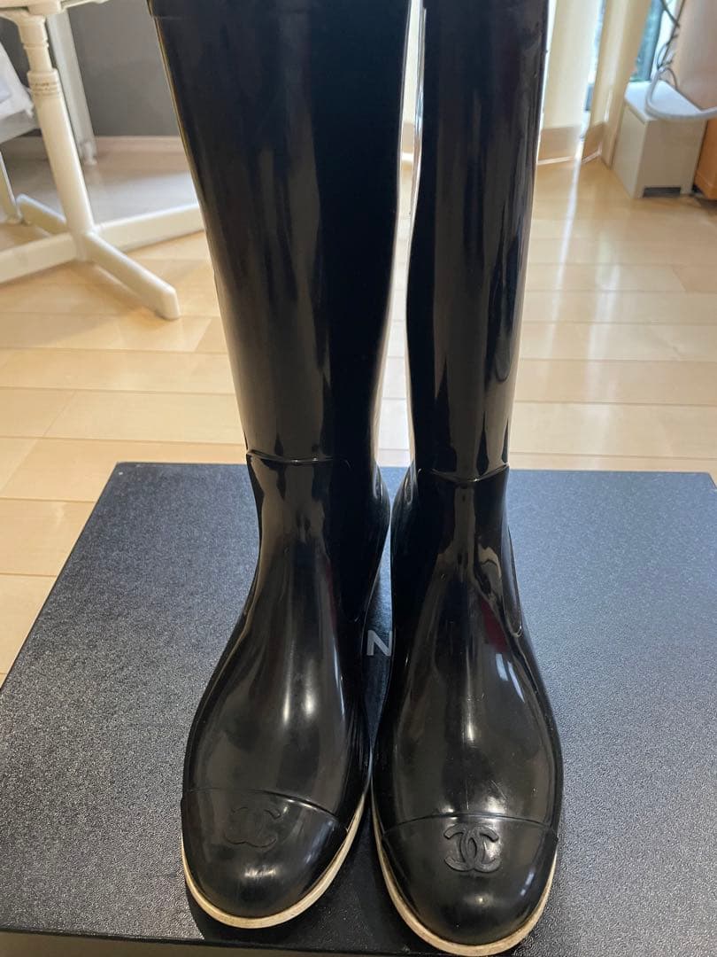CHANEL ブラック長靴24サイズ