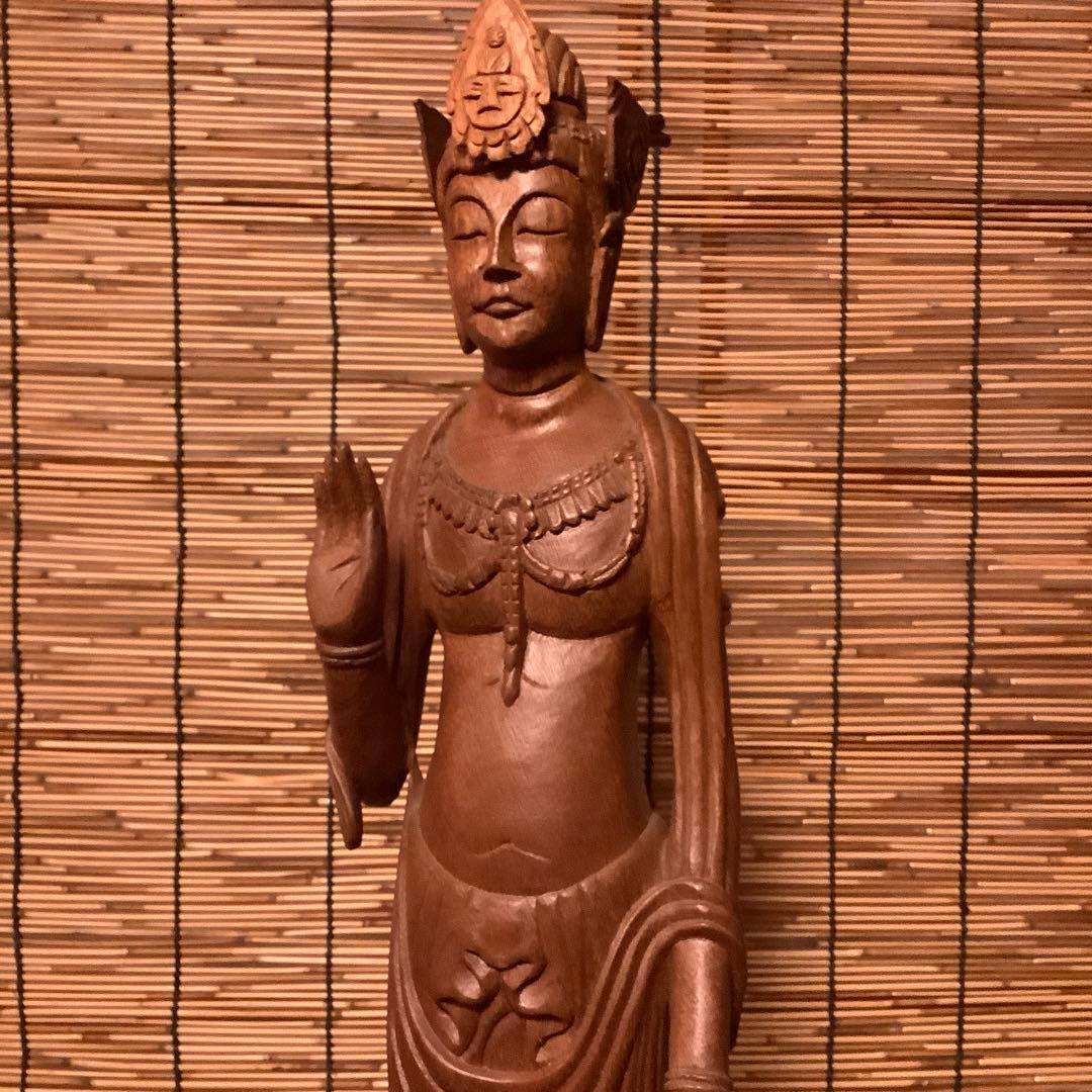 大正期「白鳳文化・夢違観音菩薩立像」法隆寺国宝写仏・平城京・天平文化・木彫・銘刻