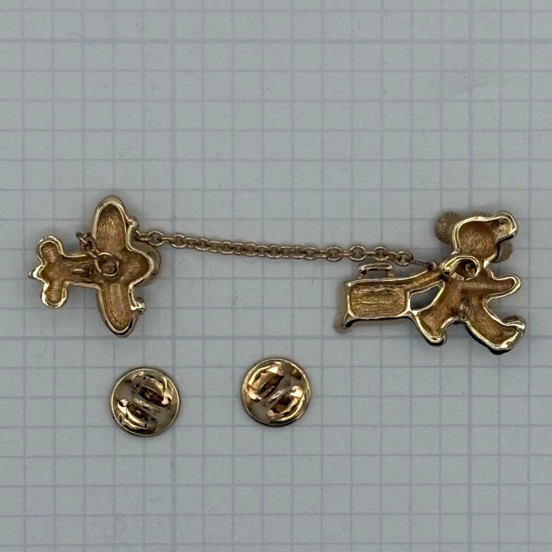 【ヴィンテージ】Burberrys テディベア チャーム付き ブローチ ゴールド