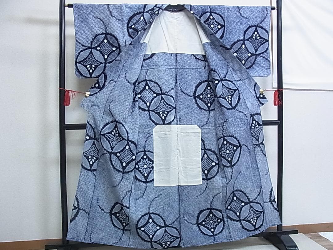 ♦︎きもの結♦︎有松鳴海絞り 浴衣 七宝文 綿♦︎f