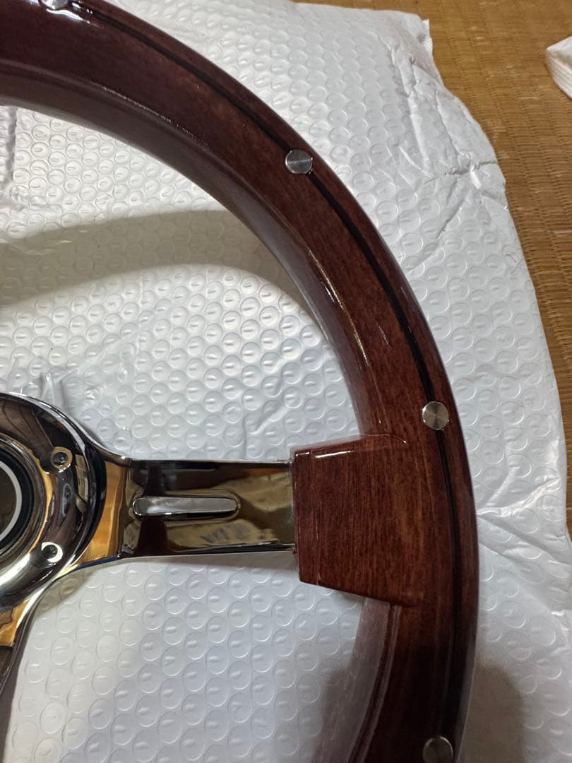 ウッド製 3スポーク ステアリングリベット打ち❣️珍品❣️