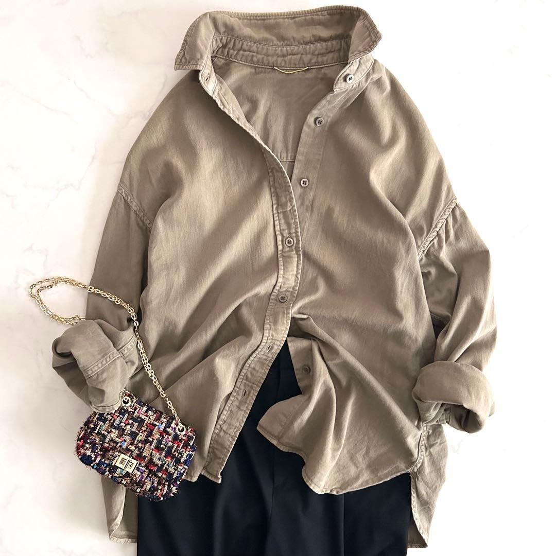 ドゥーズィエムクラス badassシャツ 長袖 カーキ 日本製 オーバーサイズ