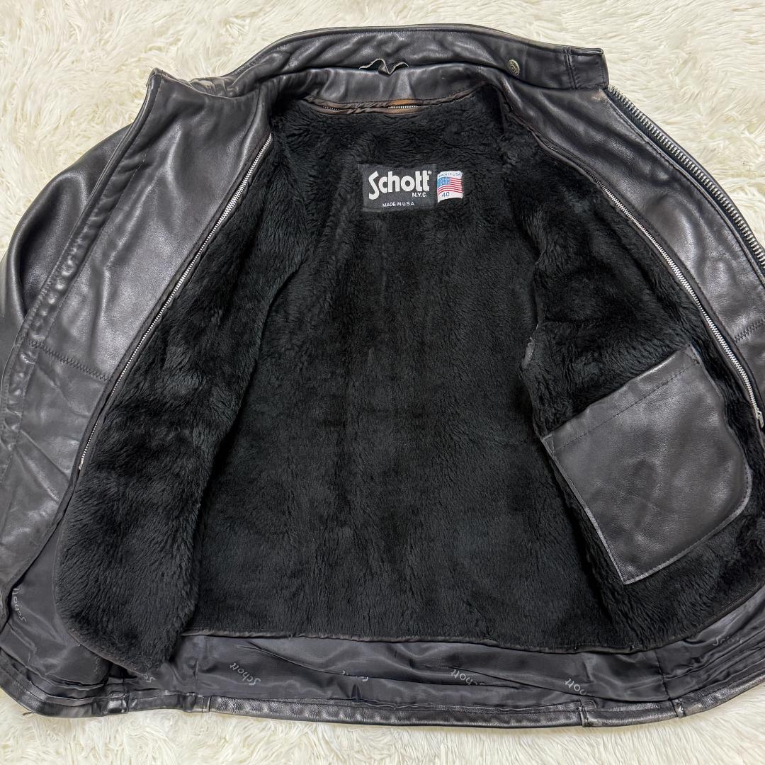 米国製40✨Schott ショット 641 シングルライダース レザー 黒