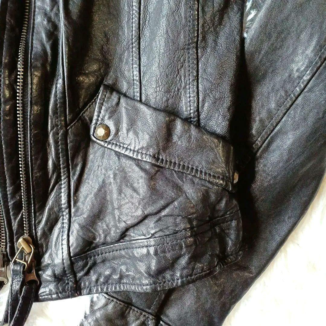 極美品☆goa ライダースジャケット ラムレザー ブラック FREE