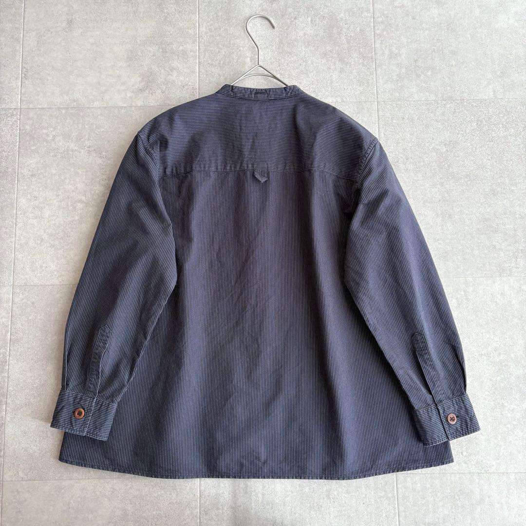 近年✨MHL. BROKEN STRIPE COTTON バンドカラーシャツ Ⅰ