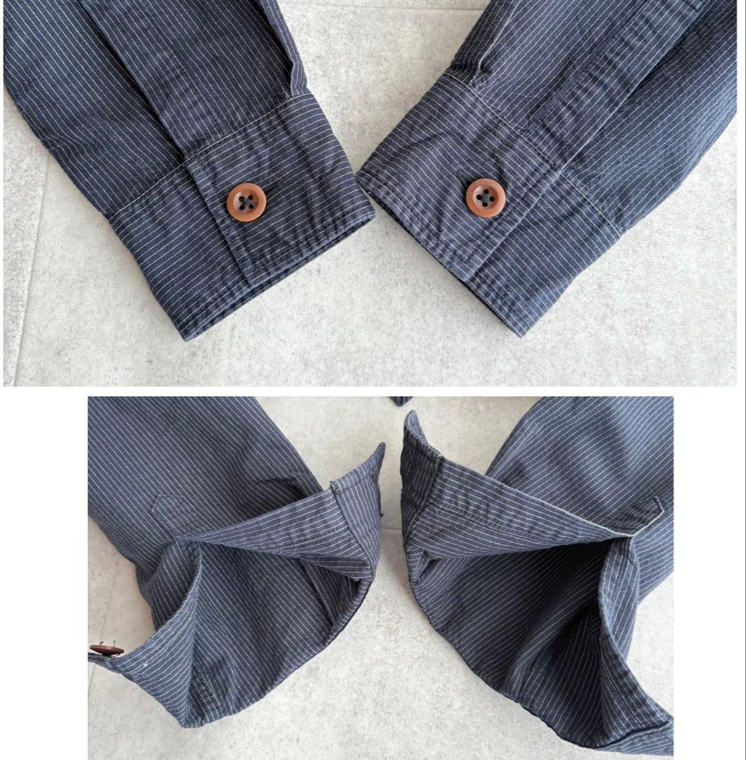 近年✨MHL. BROKEN STRIPE COTTON バンドカラーシャツ Ⅰ