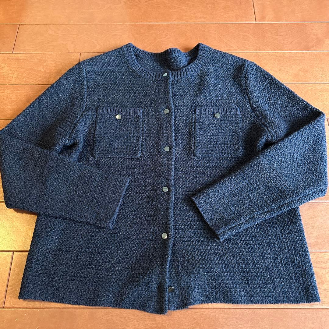 ソージュ soeju 鹿の子ニットカーディガン　ネイビー