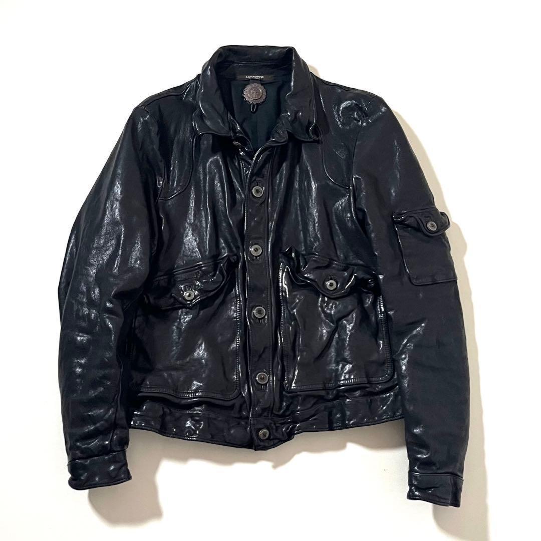 【美品】サンタクローチェ　レザージャケット　バッファロー　タンニン鞣し　ブラック