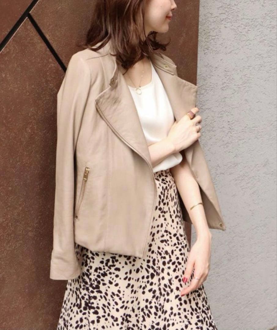 【美品】ノーブル ソフトラムレザーライダースブルゾン