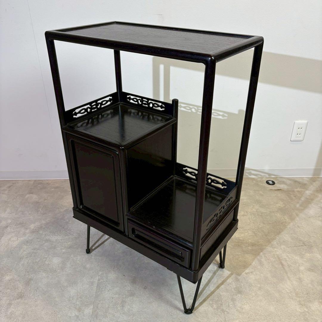 脚付茶棚　唐木　リメイク家具　和家具　時代家具　和モダン　ミニ茶棚　茶箪笥