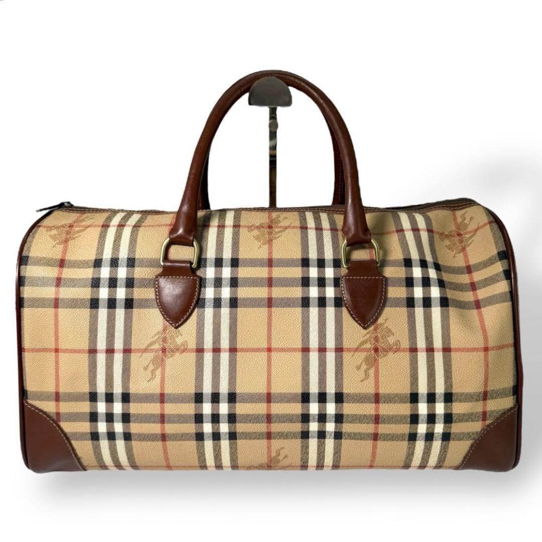 バーバリー　ボストンバッグ　ノバチェック　シャドーホース　レザー　大容量 旅行