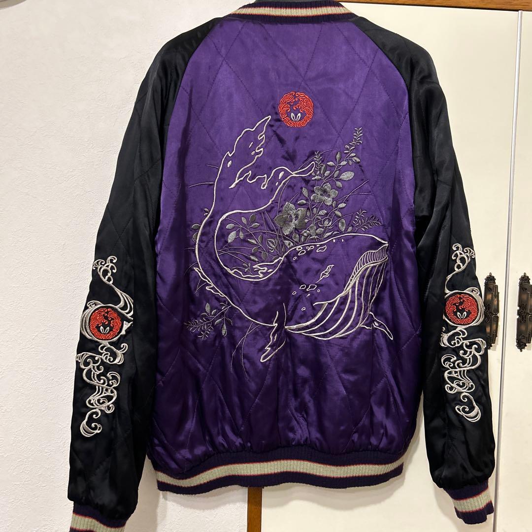 【即納】激レア ちきりや 鯨 華兎柄 スカジャン リバーシブル L