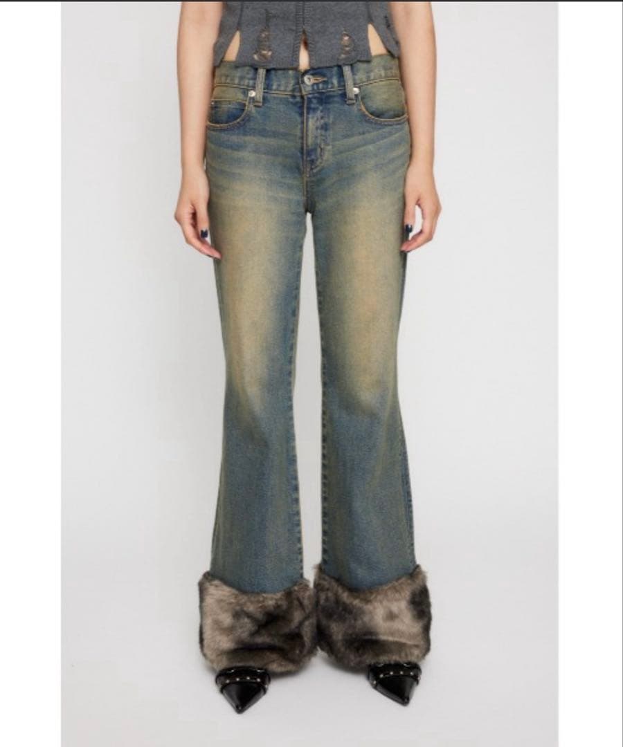 LAGUAGEM FAUX FURフレアデニム