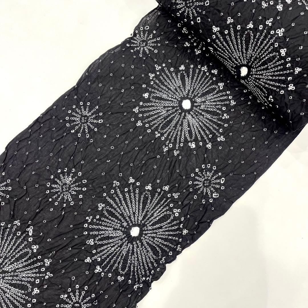 有松鳴海絞り 浴衣 反物 黒 ブラック 花火 星