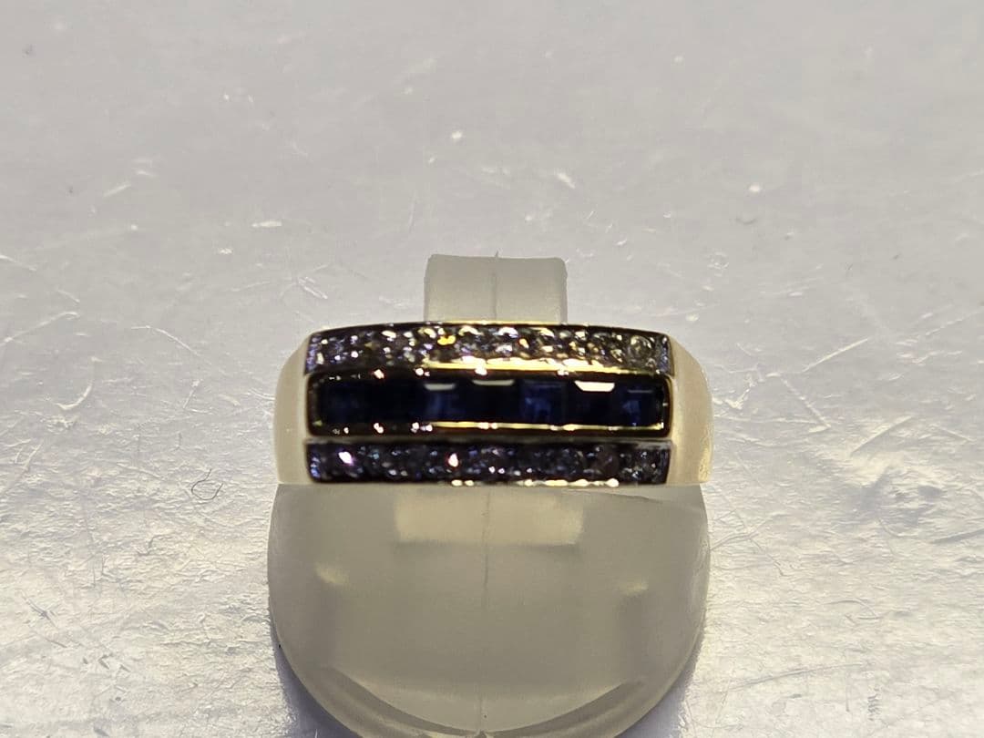 サファイア0.35 ダイヤ0.18 750【K18】3.9g 15号 リング