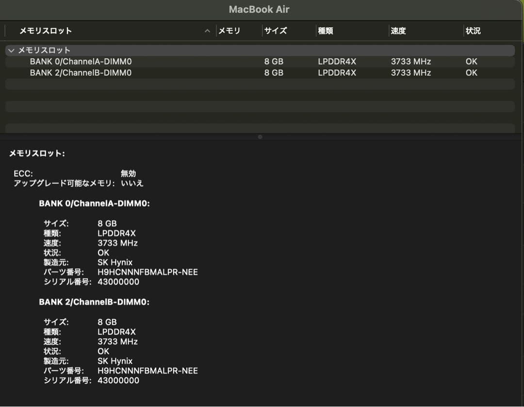 MacBook本体 MacBook Air 13' 16GB SSD256 Core i7