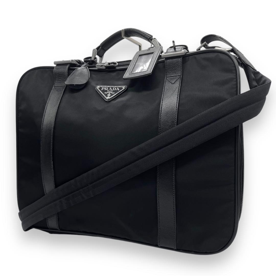 極美品■プラダ　2way　ビジネスバッグ　ナイロン　三角ロゴ　ショルダー付　黒