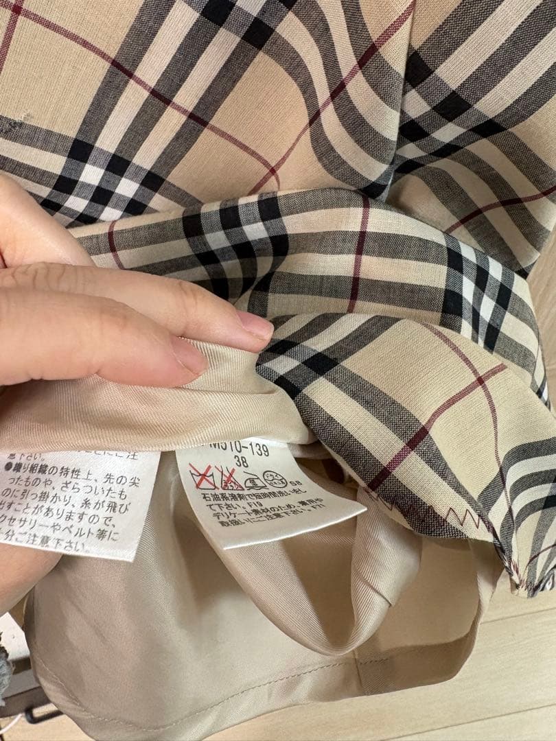 バーバリーブルーレーベル　ノバチェック柄ノースリーブワンピース