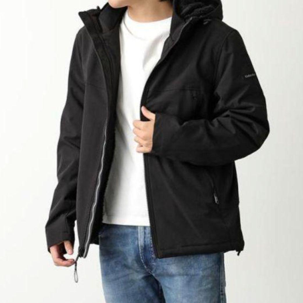 【M】  カルバンクライン フードジャケット 裏ボア/黒