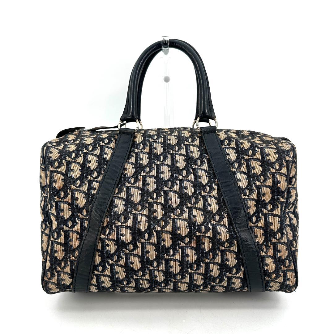 DIOR トロッター柄ミニボストンバッグ ハンドバッグ 黒 ブラック　内観美品