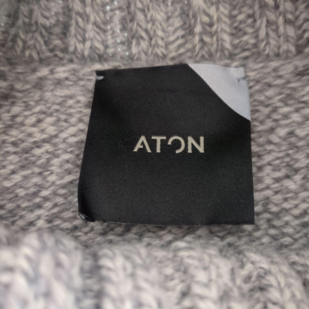 ATON ローゲージタートルネックニット グレー