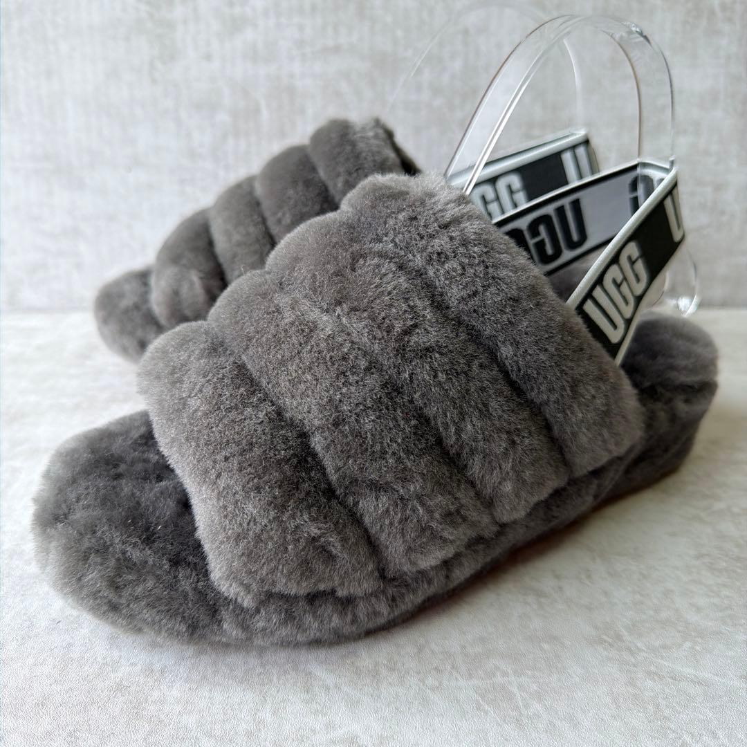 ⭐️未使用⭐️UGG アグ フラッフイヤー スライド サンダル 23cm グレー
