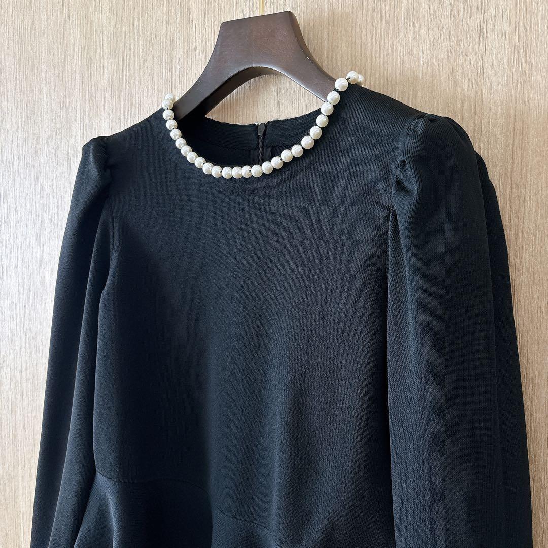【636】アナイ　パールペプラム　プルオーバー　黒　38