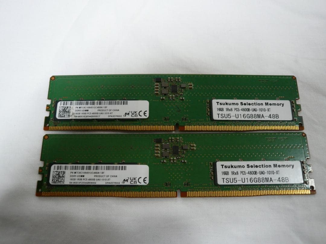 DDR5 32GB PC5-38400 PC5-4800 16GBx2枚