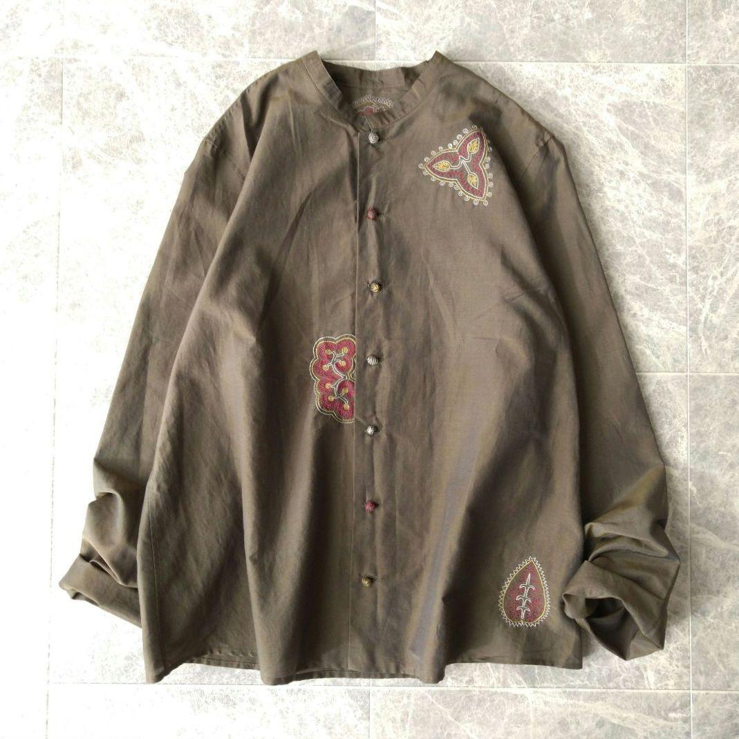 002 シエラシエラ様 ヨーガンレール シルク混 刺繍 スタンドカラー ブラウス