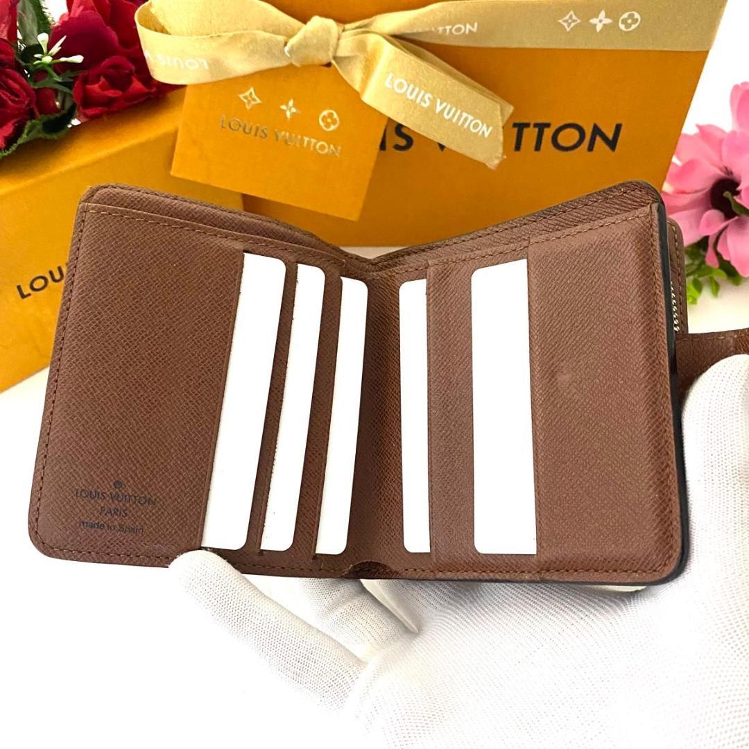 ルイ ヴィトン◎ヴィエノワ モノグラム がま口 二つ折り ブラウン 茶色 財布