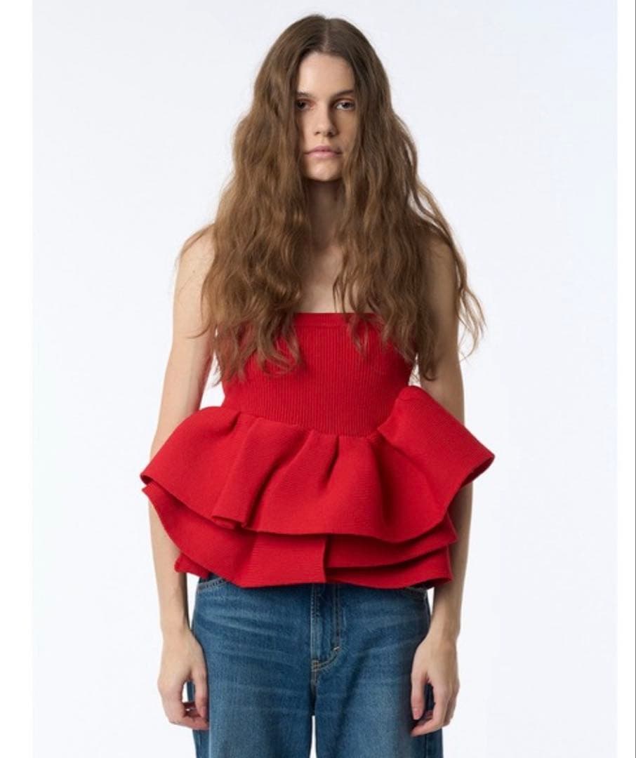 styling/ ラッフルニットベアトップ