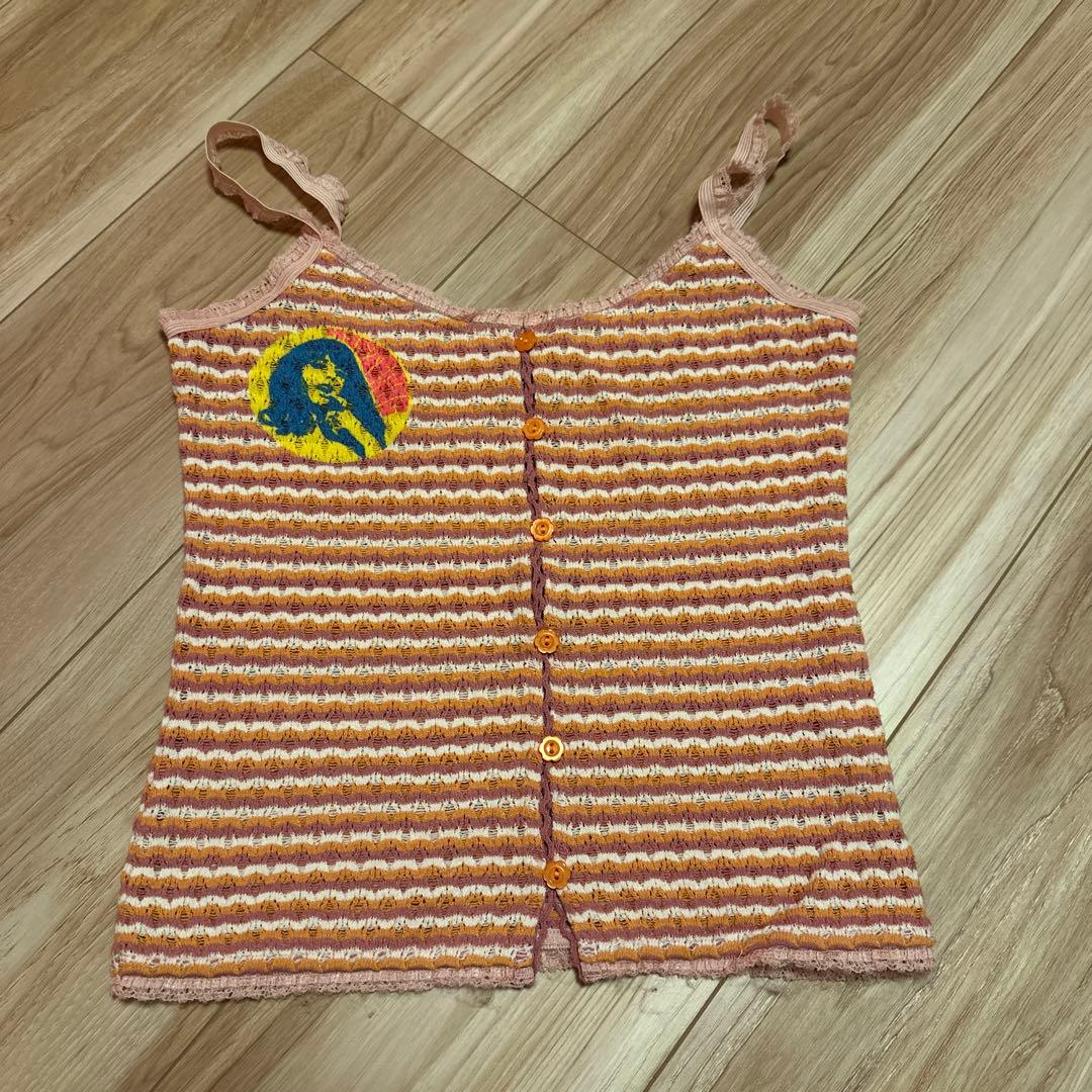 HYSTERIC GLAMOUR キャミソールニット　花ボタン　カラフル