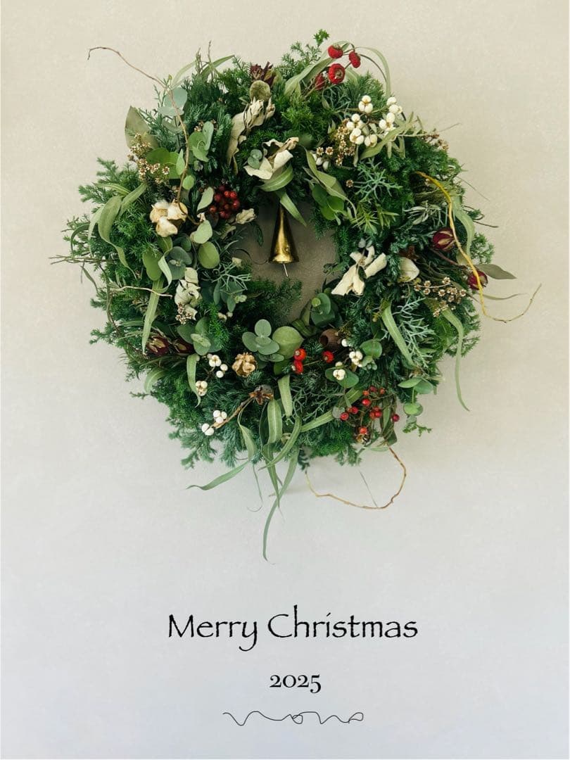 Merry Christmas 2025 静かな森の木の実のリース　〜50cm