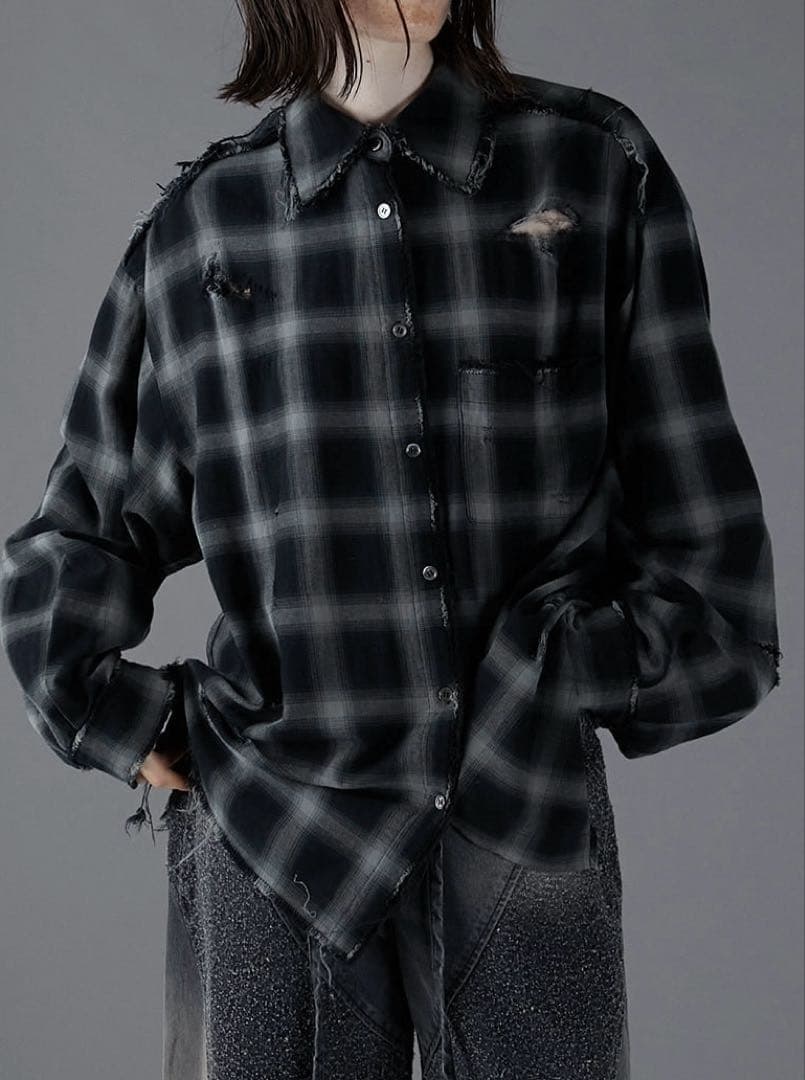 PRANK PROJECT ダメージチェックシャツ