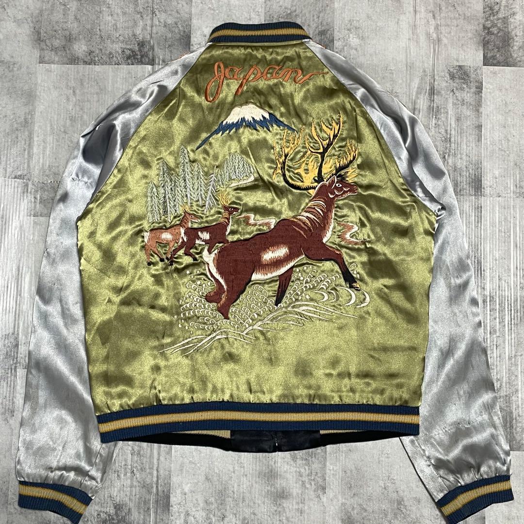 テーラー東洋　スカジャン　スーベニアジャケット　龍　鹿　リバーシブル　M 黒　竜