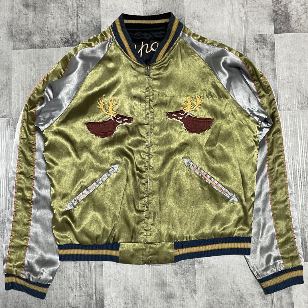 テーラー東洋　スカジャン　スーベニアジャケット　龍　鹿　リバーシブル　M 黒　竜