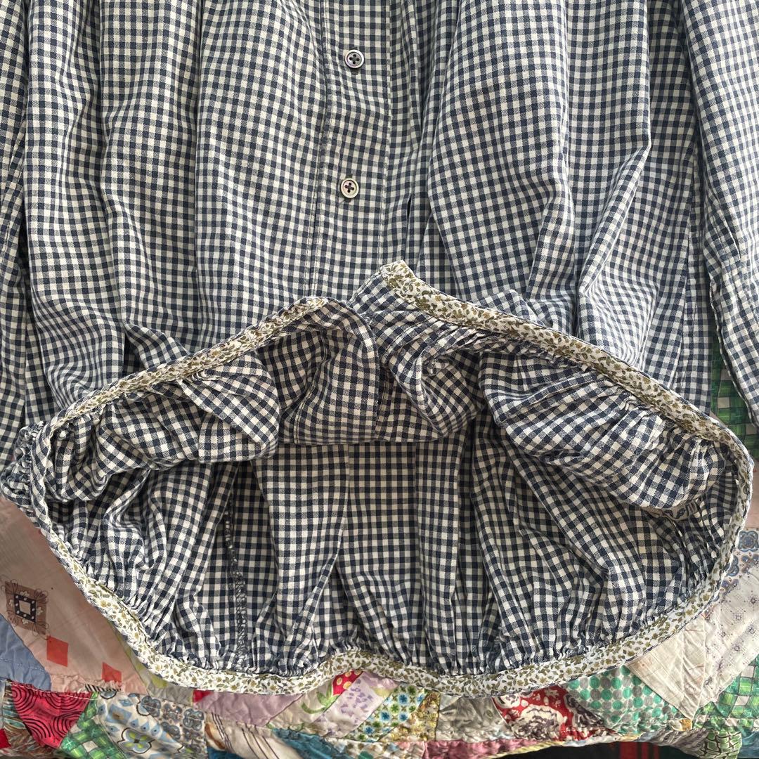Kapital キャピタル　ギンガムチェックタックシャツ　袖・裾花柄よごれなし