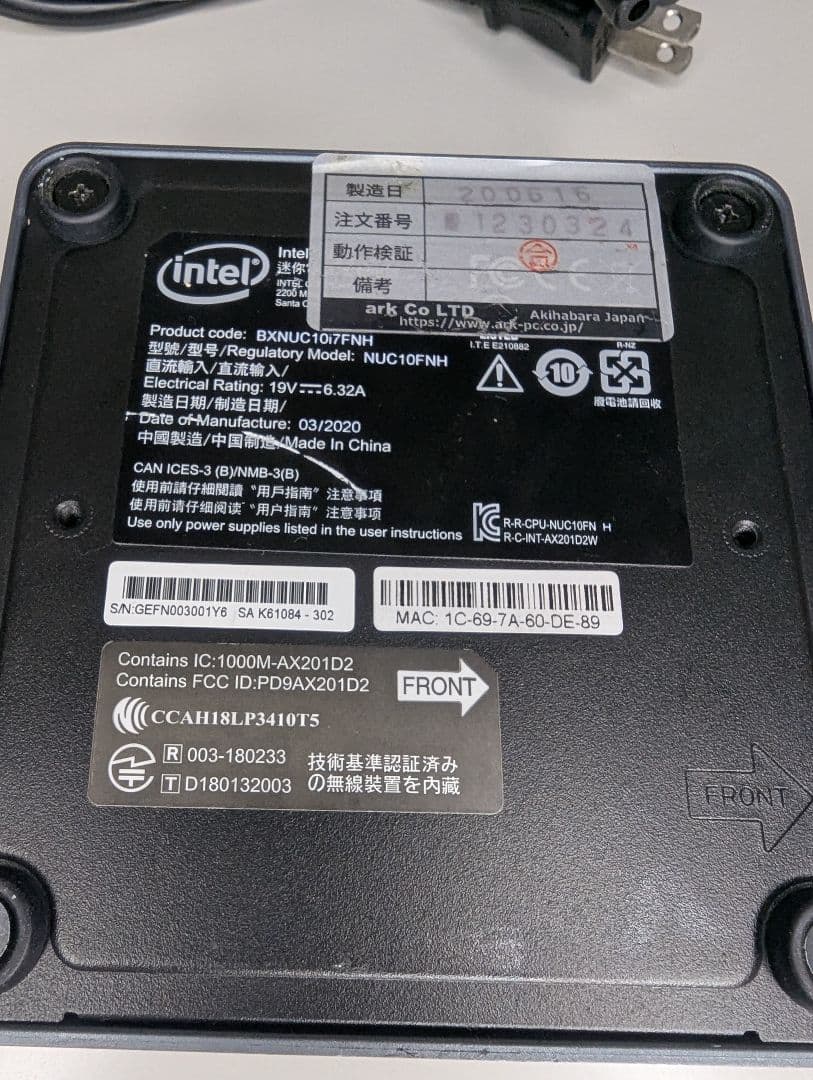 NUC10i7fnh ベアボーンPC windows11 Office2016