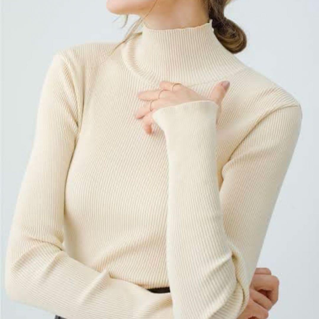 未使用級　オーラリー　ロンハーマン別注　ギザリブタートルネック　アイボリー