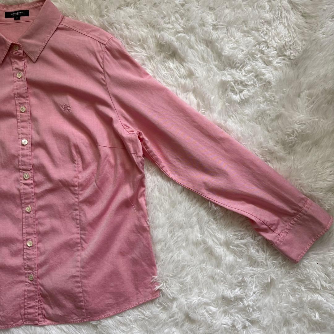 美品 BURBERRY バーバリー コットンシャツ ピンク ノバチェック 46